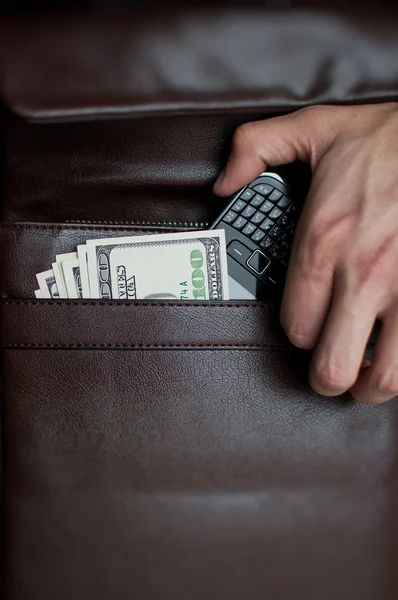 Phone and money with them — Stock Photo, Image