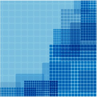 farklı boyutta bir yeşil zemin üzerine mavi kareler