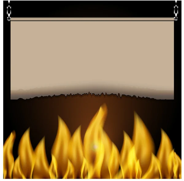Feuille de papier brûlé et feu — Image vectorielle
