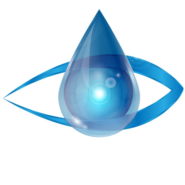 Eye and a drop of water on a white background — Stock Vector