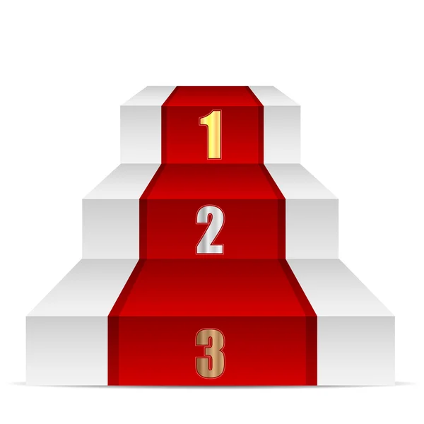 Palco com tapete vermelho e números — Vetor de Stock
