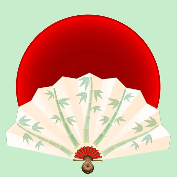 风扇用竹上红色圆圈装饰 — 图库矢量图片