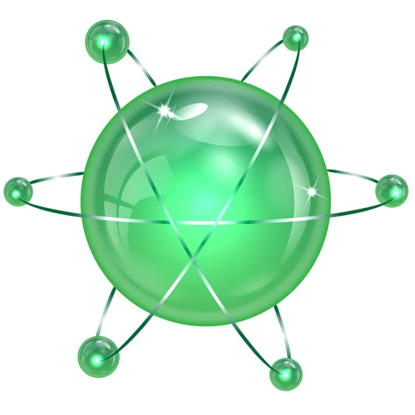 Esferas de color verde sobre fondo blanco — Vector de stock