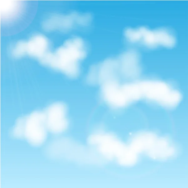 Mavi gökyüzünde beyaz bulutlar — Stok Vektör