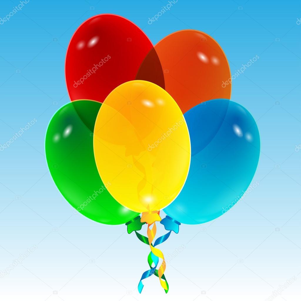 balloons on a blue sky background