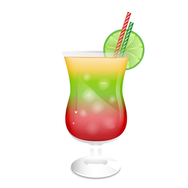 Cocktailglas garniert mit einer Scheibe Limette — Stockvektor