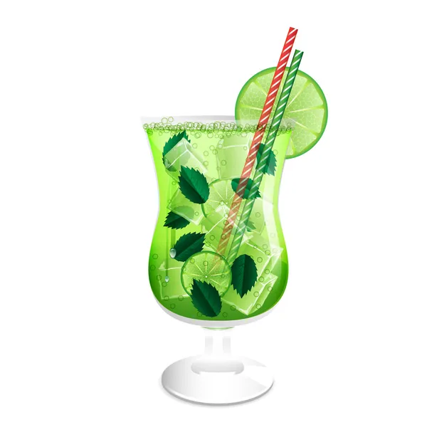 Pohár mojito koktél, fehér háttér — Stock Vector