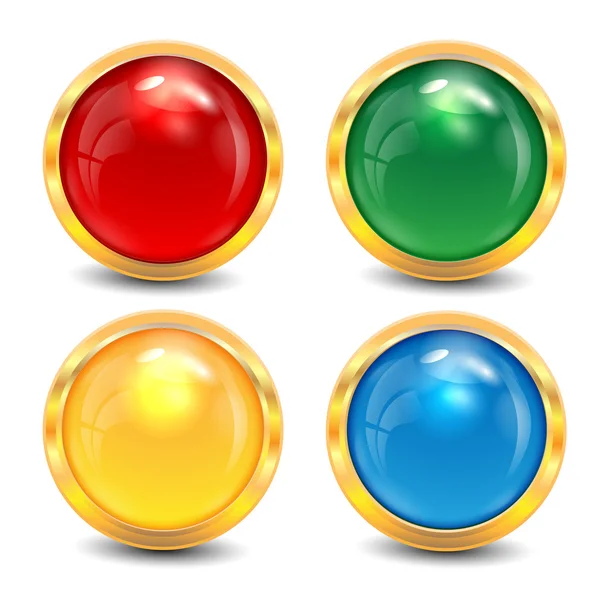 Coloured buttons are in a gold frame — Stock Vector