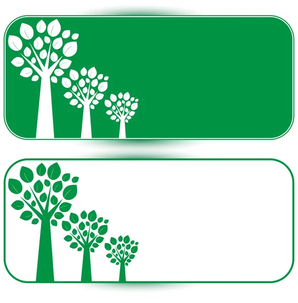 White and green trees on a white and black background — Stock Vector