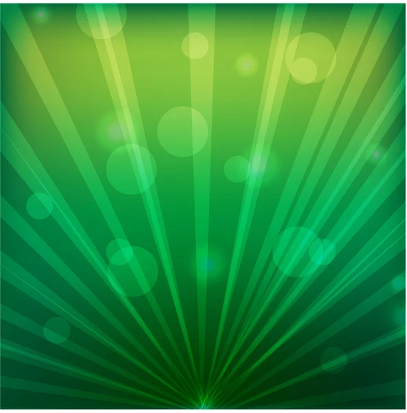 Rays and circumferences on a green background — Stock Vector