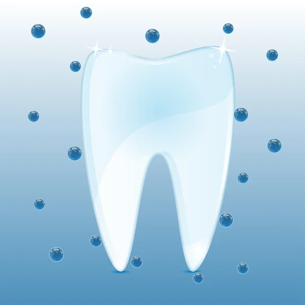 Tooth and blue bubbles on a blue background — Stock Vector