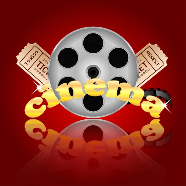 Film mit Popcorn und einem Getränk auf rotem Hintergrund — Stockvektor