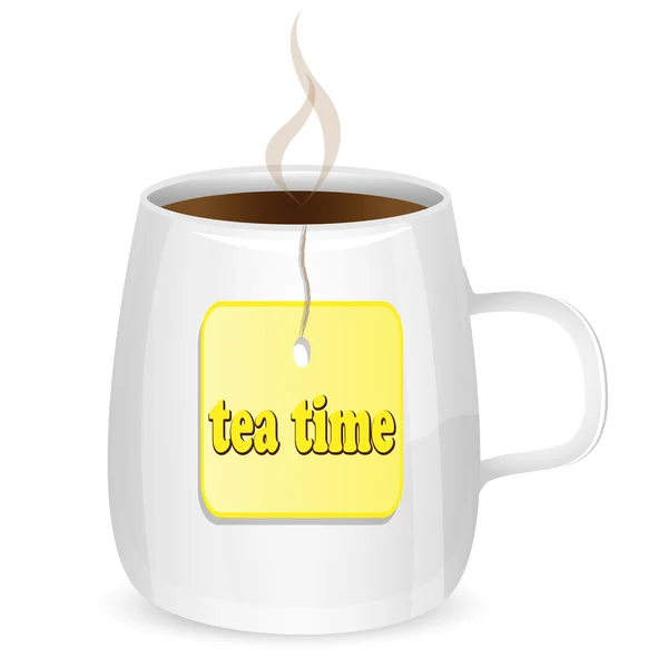 Taza de color blanco con té — Vector de stock