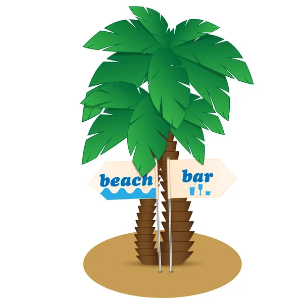 Palms and pointers to sand — Stock Vector