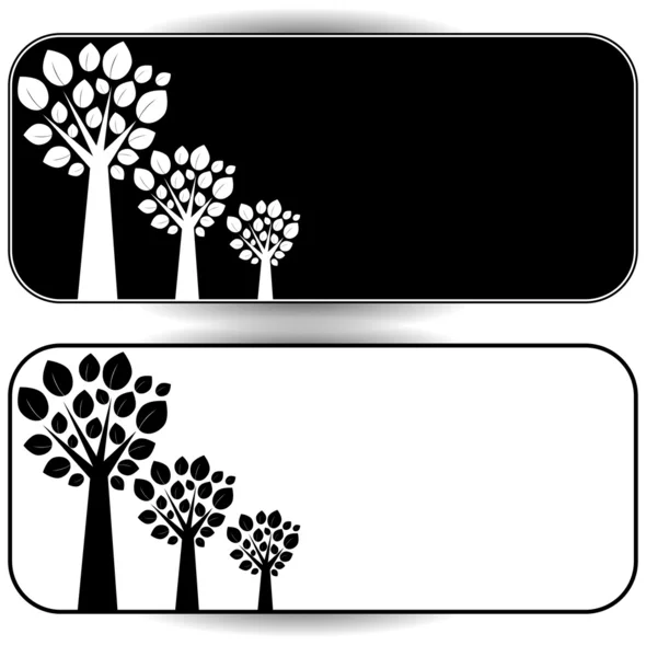 White and black trees on a white and black background — Stock Vector