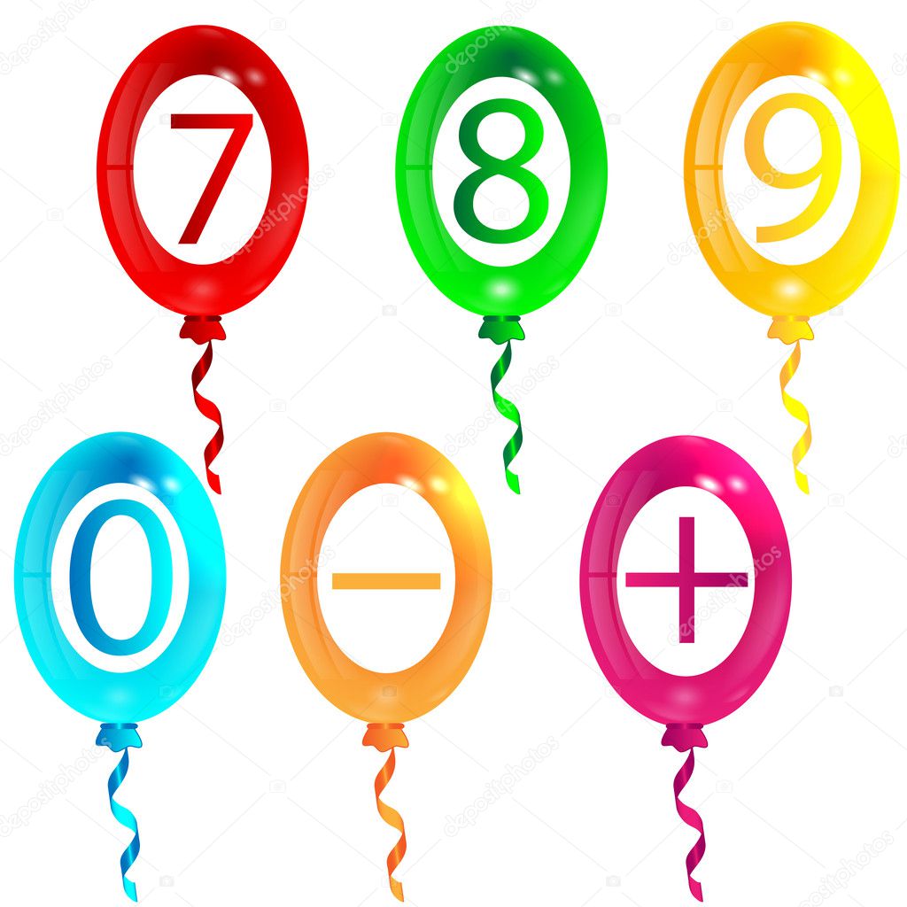 Balloons with numbers and signs