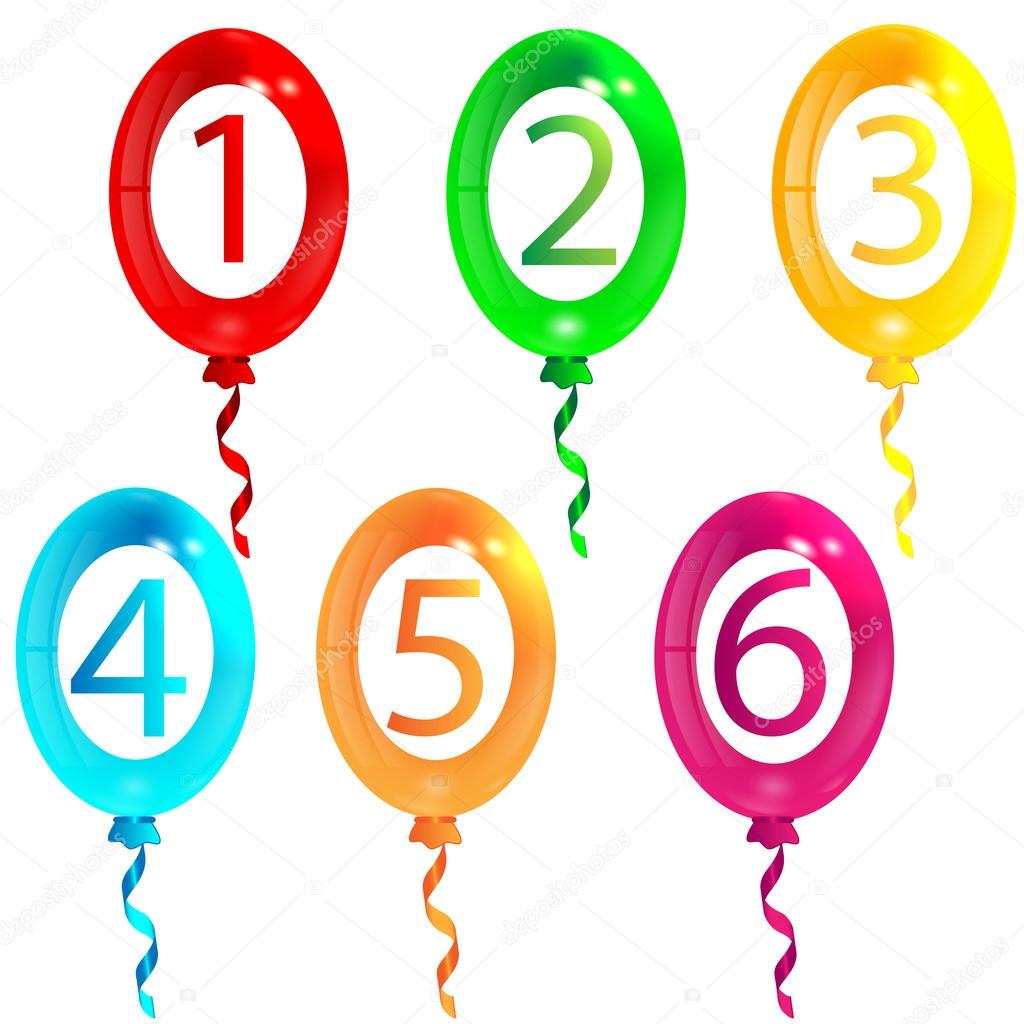 Set of balloons with numbers