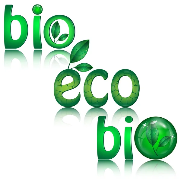 Set grüner Öko-Symbole auf weißem Hintergrund — Stockvektor
