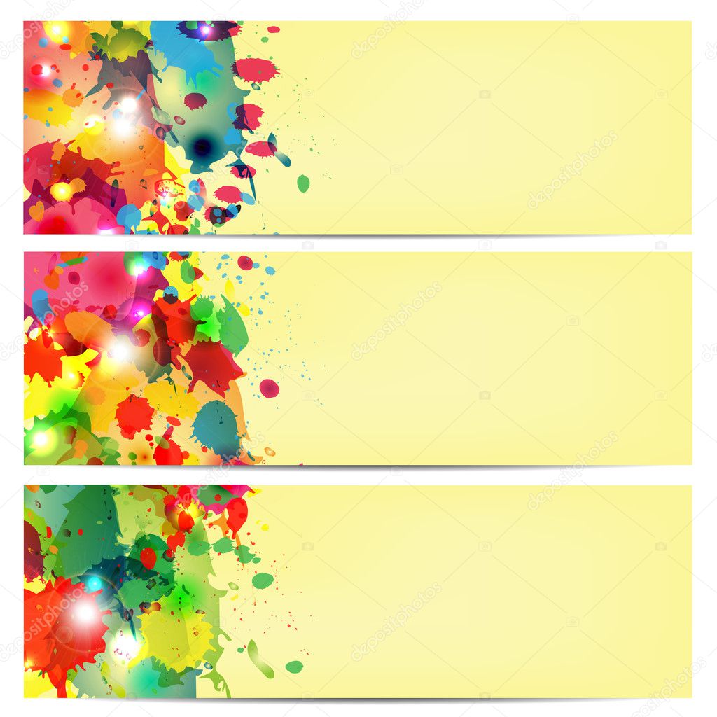 multicolored paint spots on a yellow background