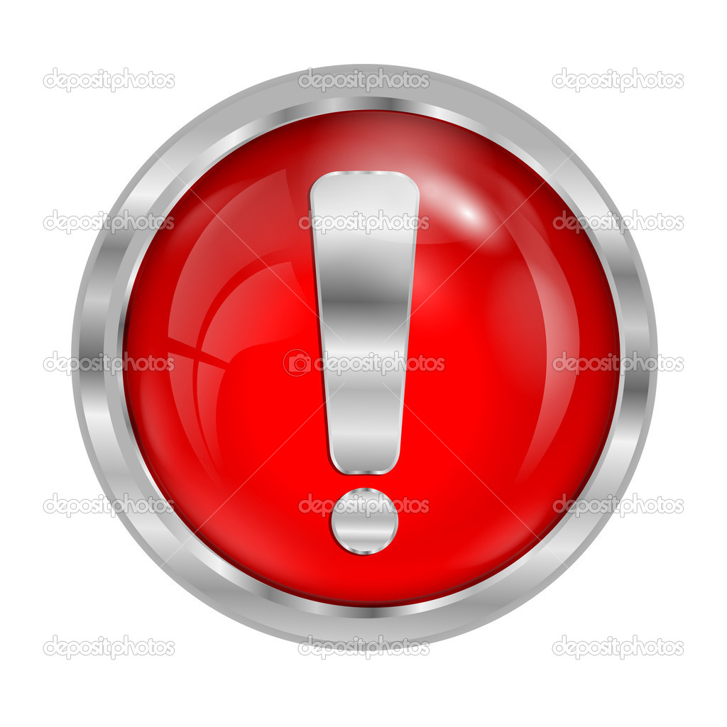 Sign of danger of red color on a white background