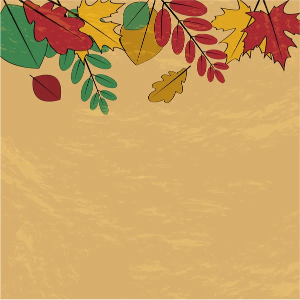 Autumn background.red and yellow autumn leaves on an orange back — Stock Vector