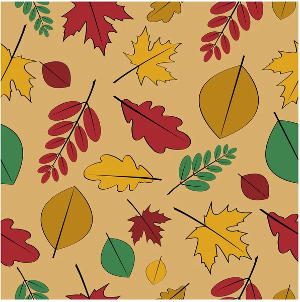 Seamless pattern from autumn leaves.yellow and red autumn leaves — Stock Vector