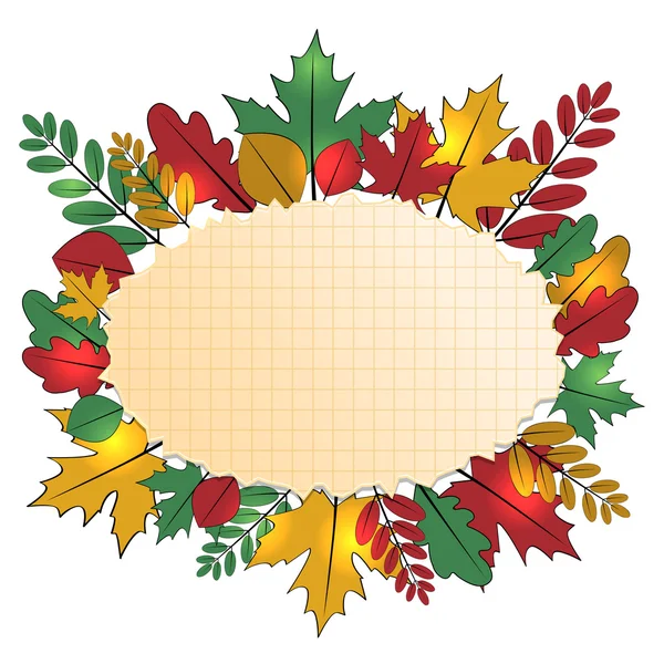 秋の紅葉と、cell.aut に紙のシートと背景 — ストックベクタ