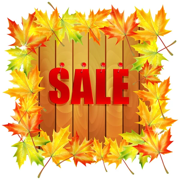 Panneau d'affichage décoré avec des feuilles d'érable d'automne avec un message abo — Image vectorielle