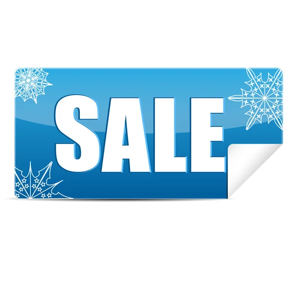 Saisonaler Weihnachtsverkauf. Blauer Aufkleber mit dem Wort Verkauf dekorieren — Stockvektor