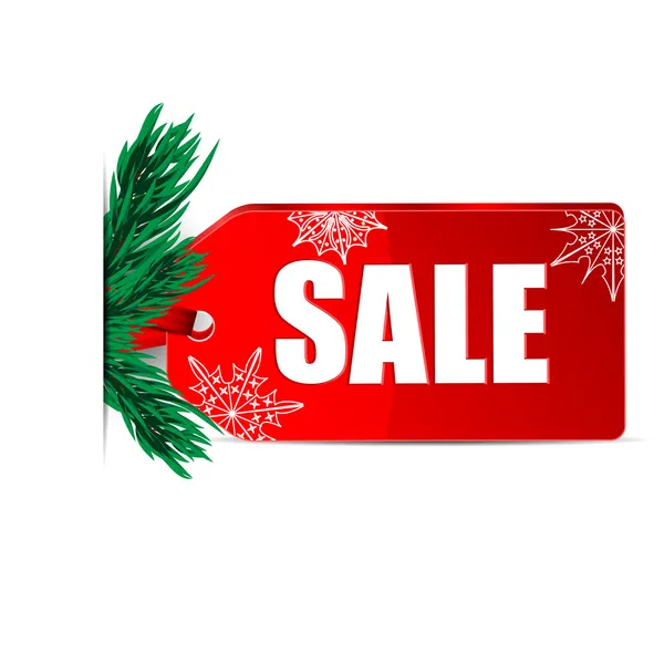 Seasonal Christmas sale. red price tag with percent discount iso — Stock Vector