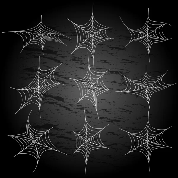 Illustration for Halloween.white spider's web on a black backgro — Stock Vector
