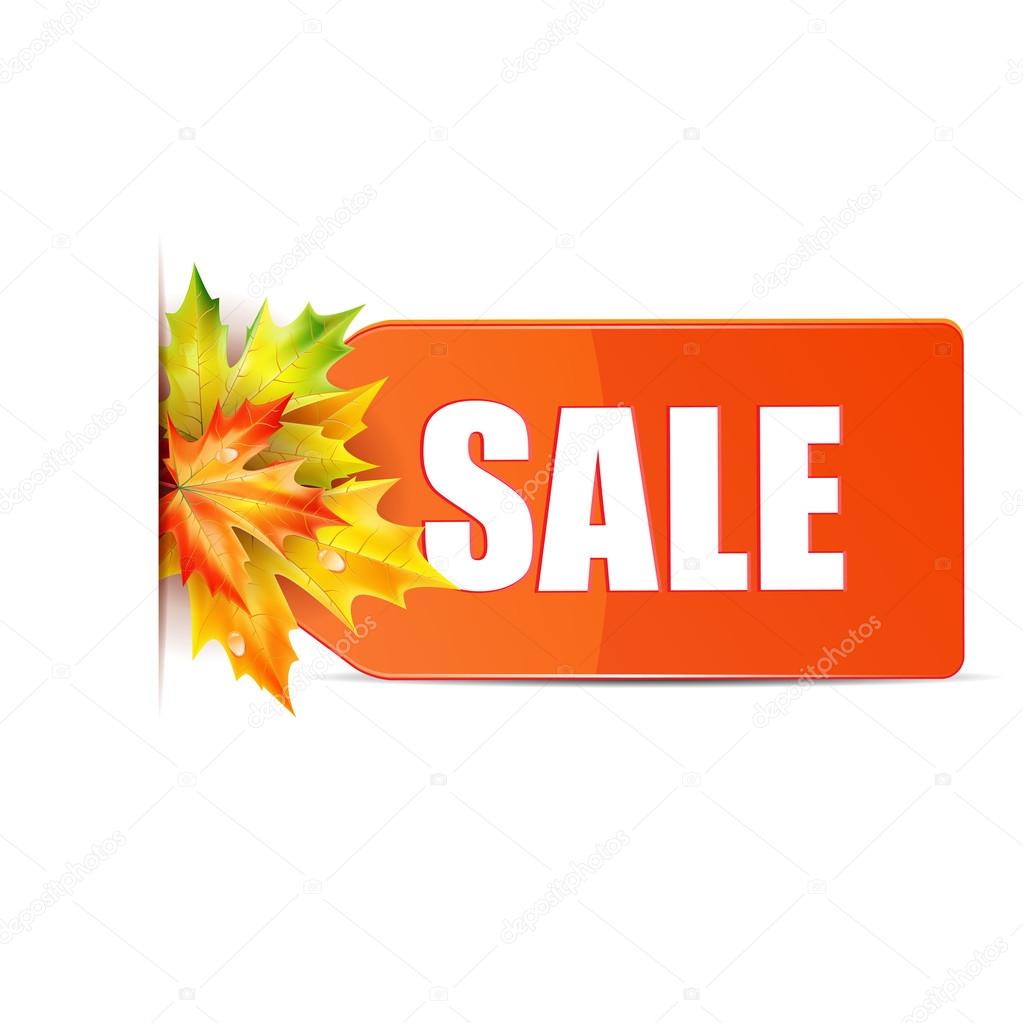 Autumn seasonal sale.red price tag with the word Sale decorated