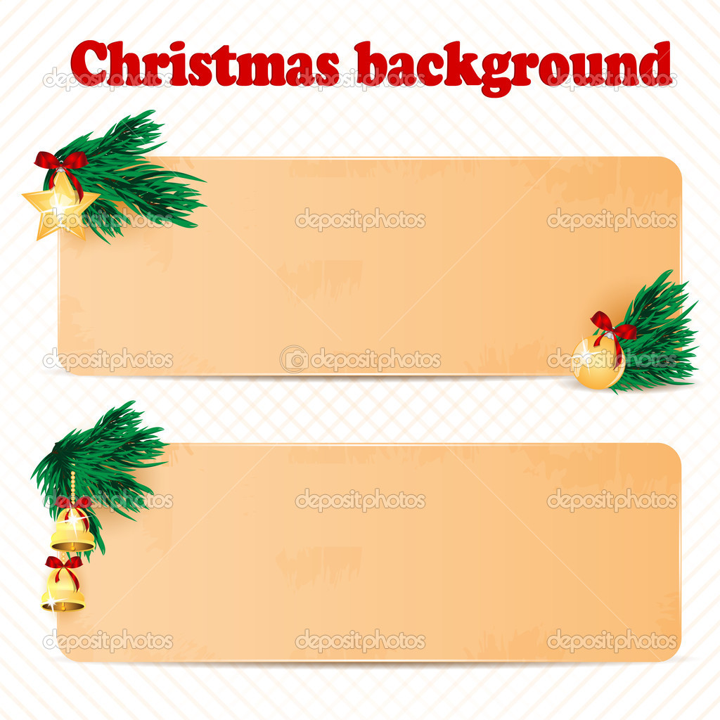Two sheets of paper decorated with fir branches and christmas to