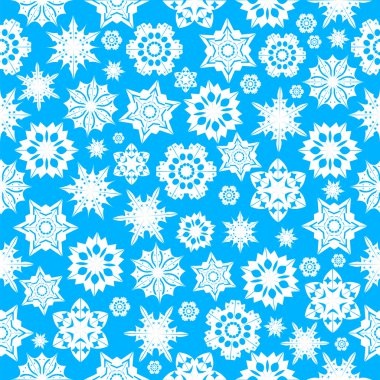 üzerinde mavi bir background.wint beyaz kar taneleri ile Seamless Modeli
