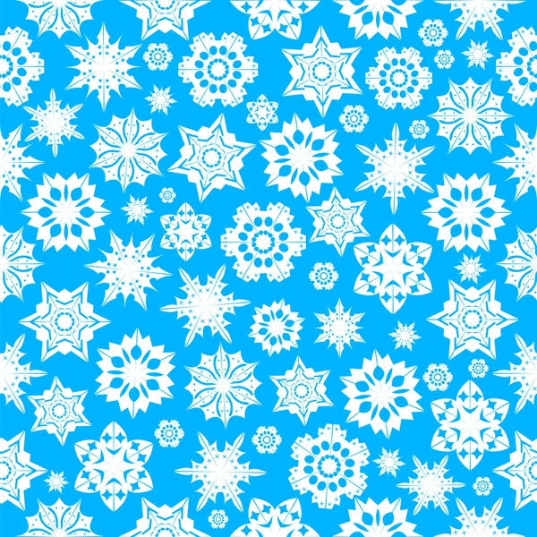 Безморщинистый узор с белыми снежинками на синем фоне. — стоковый вектор
