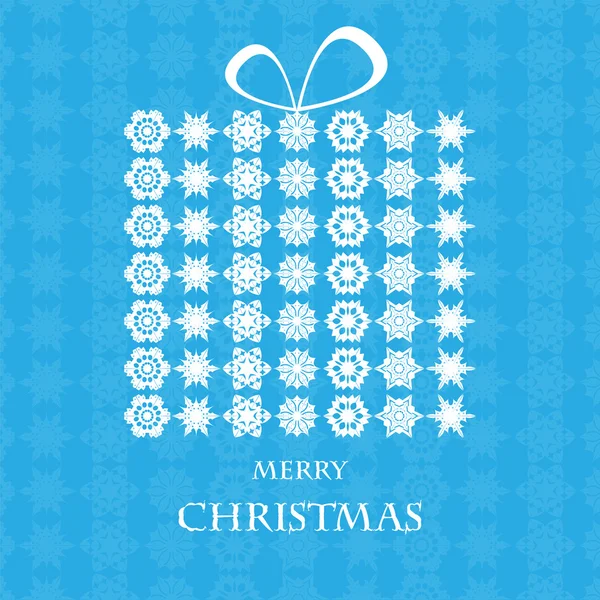 Vánoční background.gift krabice vyrobené z bílých vloček na modré — Stockový vektor