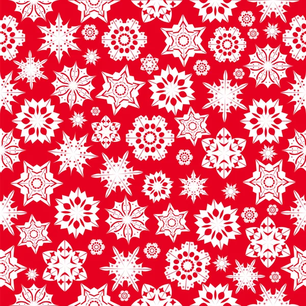 Seamless pattern with red snowflakes on a white background.win — Stock Vector