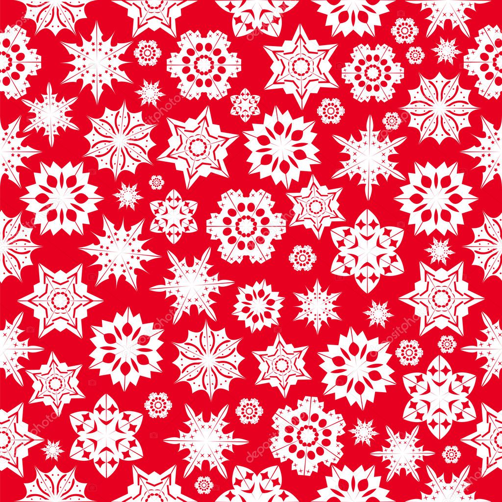 seamless pattern with red snowflakes on a white background.win