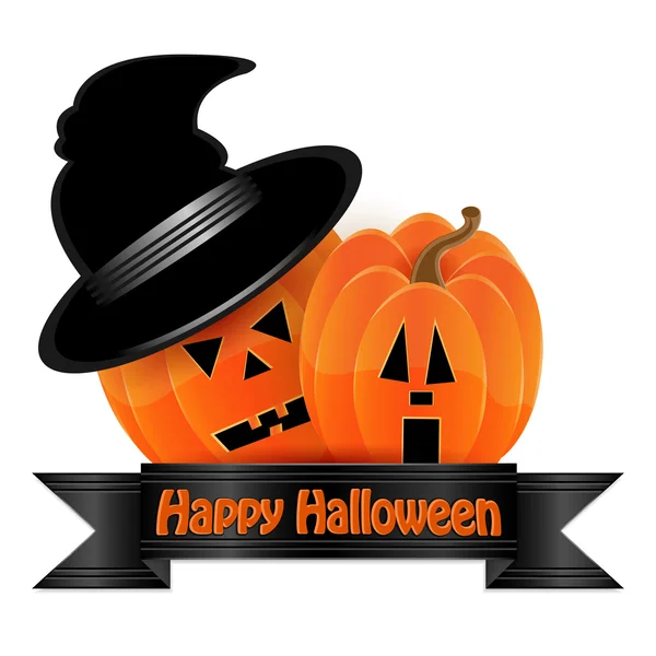 Halloween background.zucca arancione e nastro nero isolato su — Vettoriale Stock