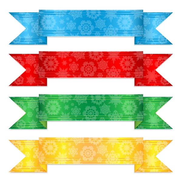 Conjunto de banners coloridos com um padrão de flocos de neve.multicolo — Vetor de Stock