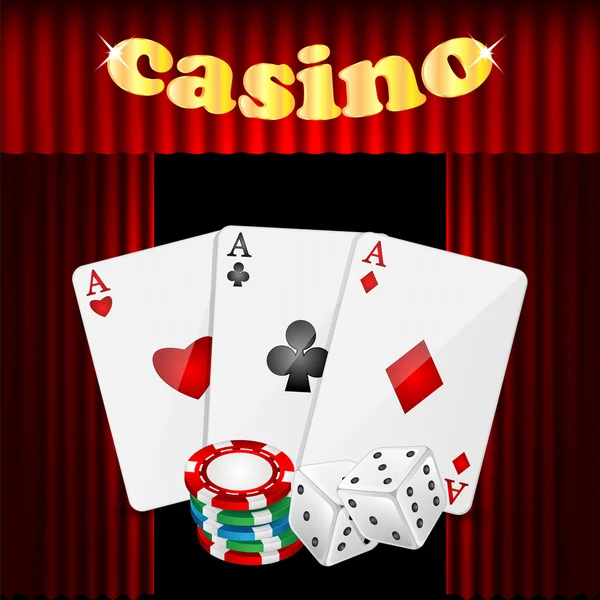 Casino background.set de objetos para um casino em um fundo de — Vetor de Stock