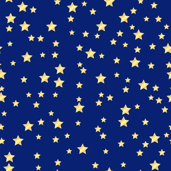 Modello senza soluzione di continuità di stelle d'oro su uno sfondo blu. bac vacanza — Vettoriale Stock