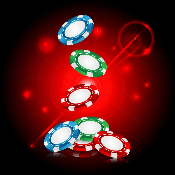 Casino arka plan .chips üzerinde kırmızı bir arka plan flickering.vector
