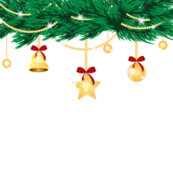 分離された background.golden クリスマス ツリーのクリスマスの装飾 — ストックベクタ