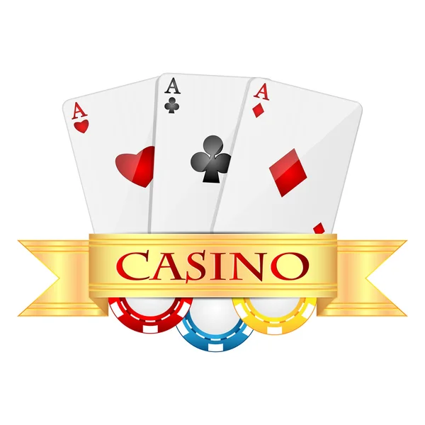 Jugar a las cartas y fichas de casino aislados en fondos blancos.obje — Vector de stock
