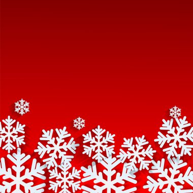 Christmas background.White snowflakes on red background.backgrou clipart