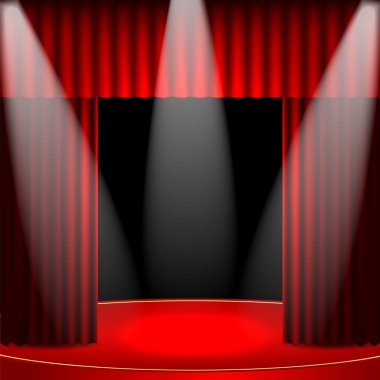 Tiyatro background.scene ve kırmızı curtains.interior th için