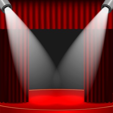 Tiyatro background.scene ve ışıklı kırmızı curtains.scene f