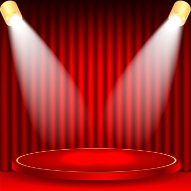 Tiyatro background.scene ve ışıklı kırmızı curtains.scene f