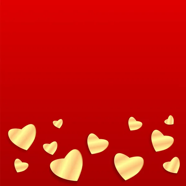 Fundo Dia dos Namorados.coração dourado em um fundo vermelho.ouvir — Vetor de Stock